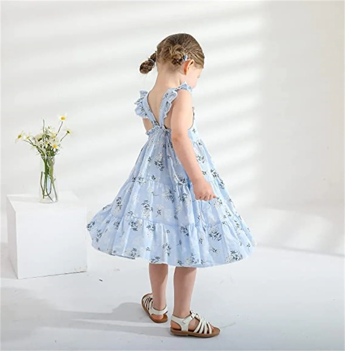 Baby Girls Summer Sleeveless Dress Kid Princess Flower Beach Butterfly Sundress for 2-3T
